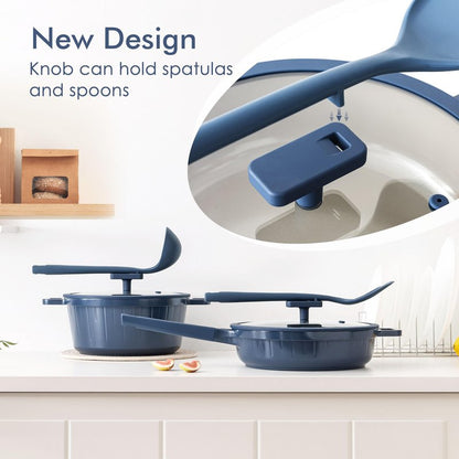 SENSARTE Ceramic Cookware Set Non-toxic 14 Pcs, Nonstick Pots and Pans Set, Dishwasher Safe Induction Cookware, Healthy Kitchen Cooking Set, PFOA/PFAS/PTFE Free