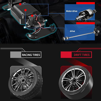GoolRC RC Drift Car 1:16 Scale 4WD 40KM/H High Speed RC Racing Car 2.4GHz Electric Sport Drifting with Headlight Drifting &amp Racing Tires for Adults (Black)