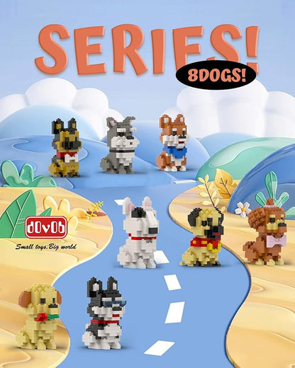 dOvOb Micro Mini Blocks 8 in 1 Dogs Set 1616 Pieces Bricks 3D Puzzle Collection Animal Model Toys as Gift for Adult or Kids