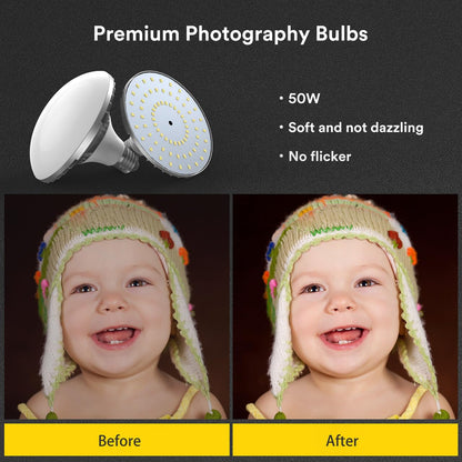 RALENO Softbox Lighting Kit, 20X28-Inch Softbox Photography Lighting with LED Bulbs(50W | 5500K | TLCI≥97), Streaming Lighting for Video Rcording Photoes Portraits YouTube | Model: PS40