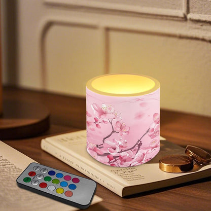 NETILGEN 3 inch Decorative Flameless LED Candles with Remote Control Timer Set of 4 Battery Operated Candles Pink Plum Blossom for Wedding Party Decor