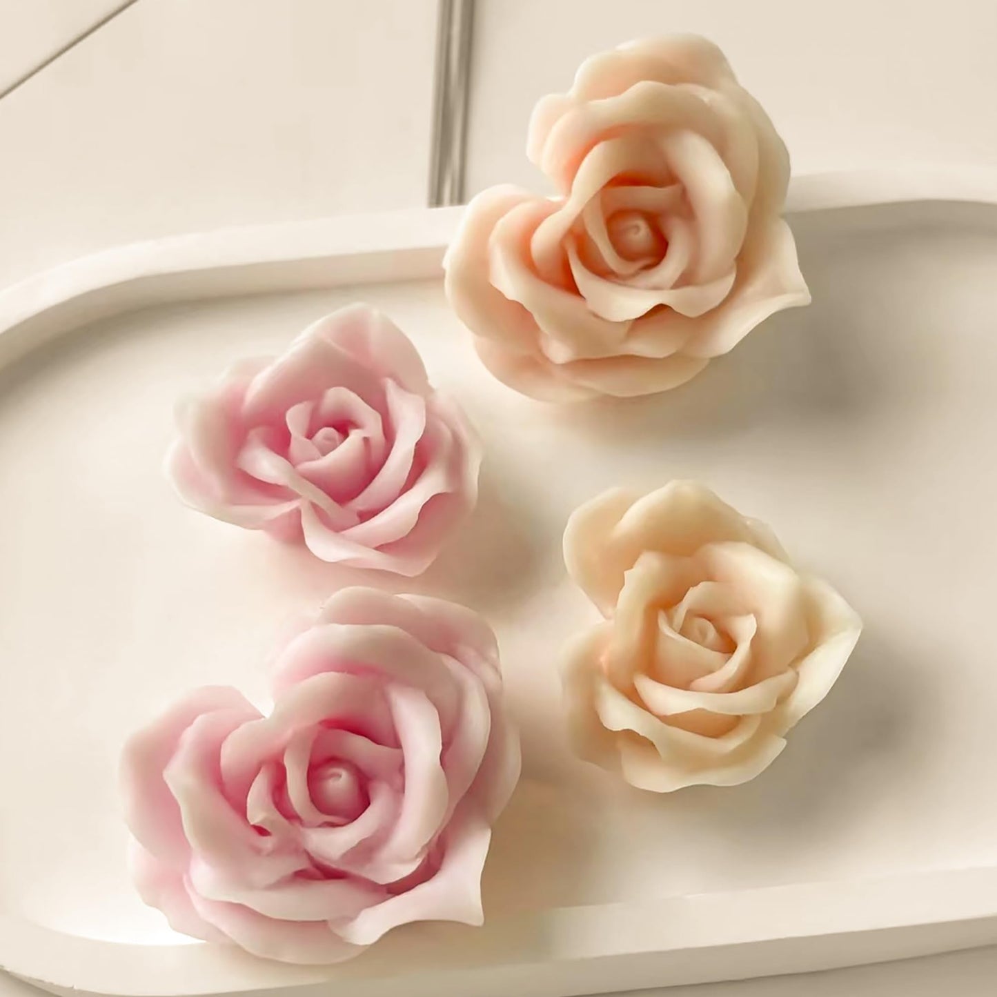 2 Pack Flower Succulent Candle Mold - Rose Heart - Resin Casting Silicone Molds for Home Decor & Candle Making Wave Spiral Mold