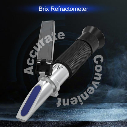Buhobha Brix Refractometer with ATC, Dual Scale 1.000-1.130 SG & 0-32% Brix. High Precision, Ideal for Wine/Beer Brewing, Agriculture & lab use. Works as Alcohol & Honey Refractometer.