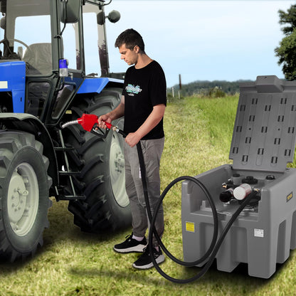 VEVOR Portable Diesel Tank, 58 Gallon Capacity & 10 GPM Flow Rate, Fuel Tank with 12V Electric Transfer Pump and 13.1ft Rubber Hose, PE Diesel Transfer Tanks for Easy Fuel Transportation, Grey