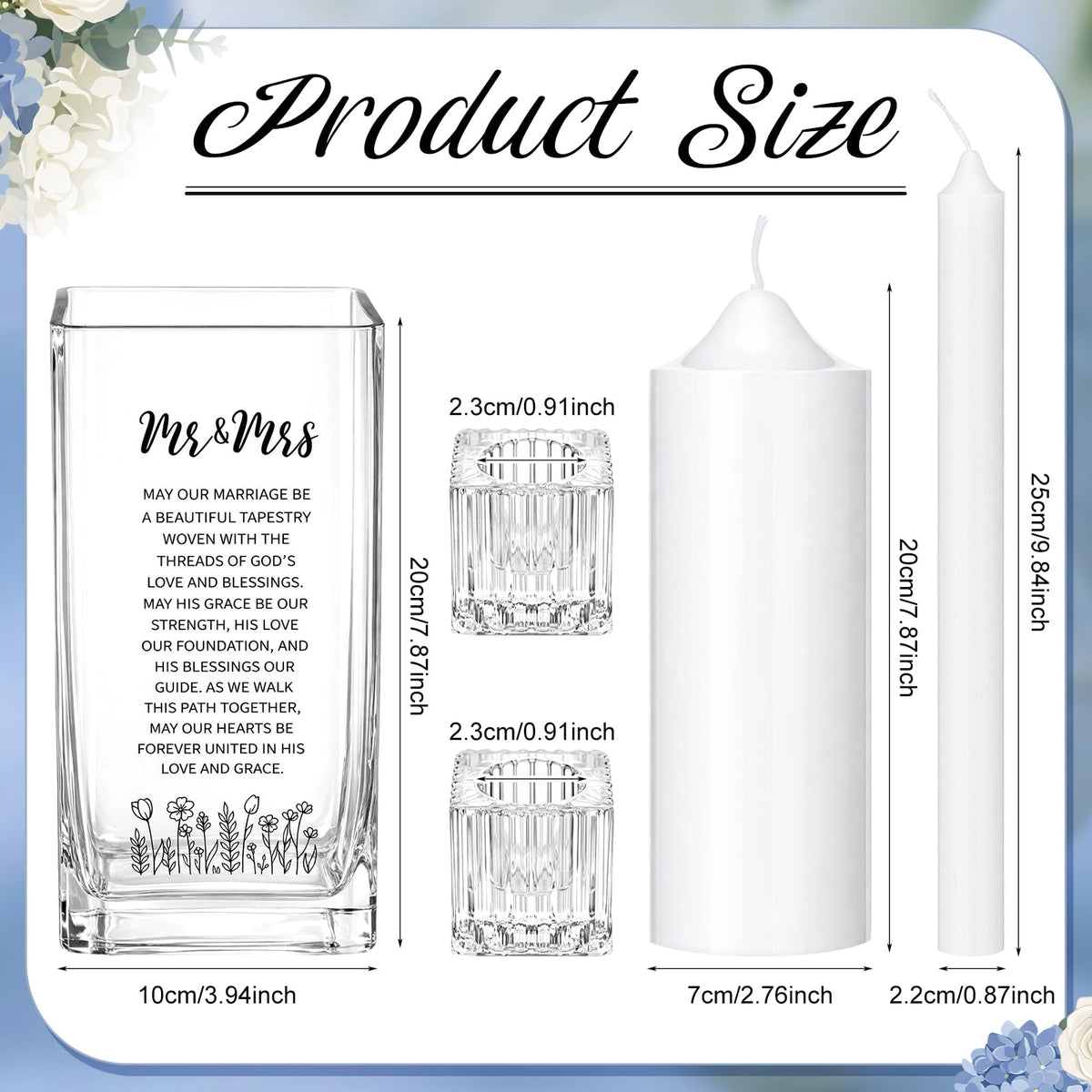 Irenare Unity Candles with Holder for Wedding Ceremony Unity Candle Set Wedding Table Decorations Accessories for Formal Events Church(Glass Dome)