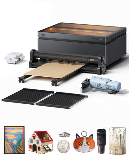 WECREAT Vision Pro 45W Laser Cutter with 137” Auto Conveyor Feeder & Rotary Pro, HD Camera & Auto-Lifting, Laser Cutter Cuts 1” Wood, Full Enclosure Laser Engraver Machine for Wood and Metal, Acrylic
