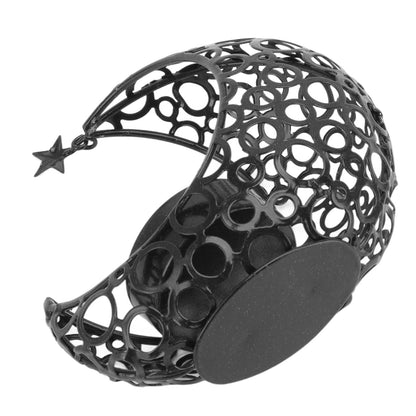 BSTiltion Moon Candlestick Holder Iron Hollowed Candle Holder with Elegant Design for Home Decor Wedding Christmas Decoration (Black)