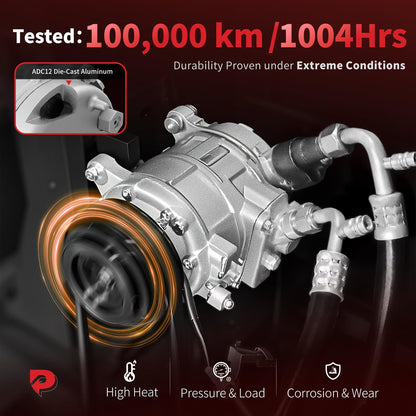 PHOBOOS A/C compressor with Clutch Compatible with Dodge Dakota 1996-2002, Jeep Cherokee 1997-2001, TJ 1997-1999, Wrangler 1997-1999, 2.5L 4.0L, For 1-Pin Connector Only (Not 2-Pin), Ref. 68550