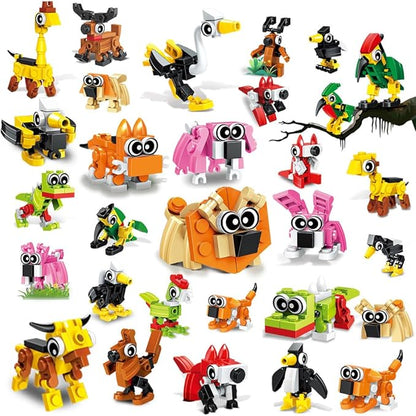 HOGOKIDS 60 Kinds Easter Party Favors for Kids 20 Pack 3-in-1 Animals Building Block Sets for Easter Basket Fillers Goodie Bags Stocking Stuffer Classroom Prizes Birthday Gifts for Boys Girls 6-12+