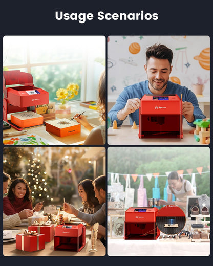 AlgoLaser 5W Laser Engraver Machine: Portable & Smart with 3.5" Touch Screen, Hand Drawing/Wireless/SD Card/Offline Engraving, AlgoOS Self Developed System for Wood, Acrylic, Leather
