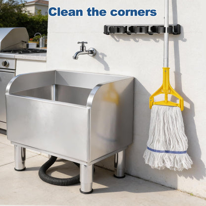 23 4/6in Stainless Steel Floor Mop Sink with Detachable Mop, Suitable for Laundry Rooms, Restaurants, Garages, Balconies, and Other Commercial Settings (23.6"L x 16.1"W x 21.6"H)