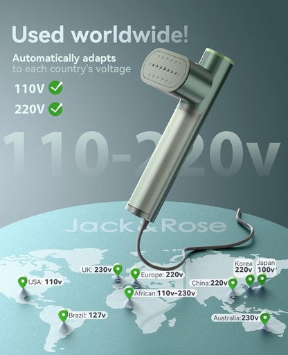 Jack & Rose Travel Steamer - 2-in-1 Portable Iron with 15s Heat-Up Time | Global Voltage, Compact Design