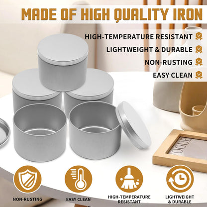 YJHSS 24-Pack 4oz Candle Tins with Lids, Metal Candle Jars for Candle Making, Empty Containers Vessels Bulk for Small Business & Beginners DIY Storage -Silver