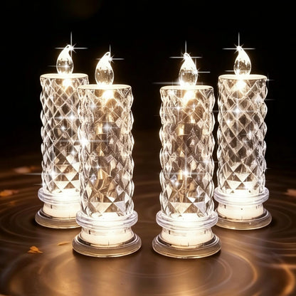 Aloelcap 4PCS Battery Operated Candles, Christmas Decorations Flameless Candle, Valentines Proposal Anniversary Wedding for Birthday Party Decoration