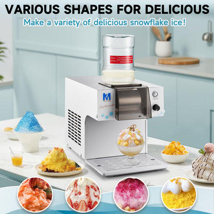 MWNYTUOH Snowflake Ice Machine,260W Shaved Ice Machine for Snowflake, Rapid Cooling, Food-Grade Stainless Steel Material, Snowflake Ice Maker for Kids/Homemade Ice Cream,Suitable for Party＆Homemade
