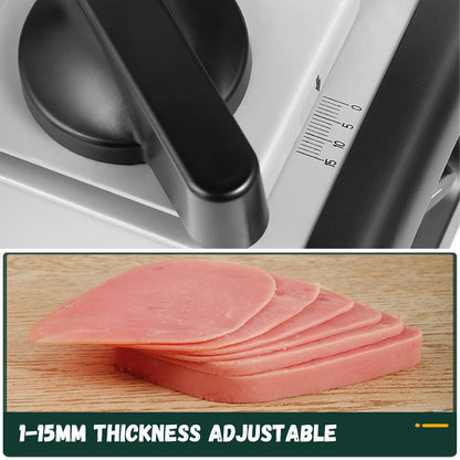 XHINBWYEK Meat Slicer, 200W Electric Food Slicer with 2 Removable 7.5" Stainless Steel Blades and Tray, Child Lock Protection, Adjustable Thickness, Slicer Machine for Meat Cheese Bread 110V