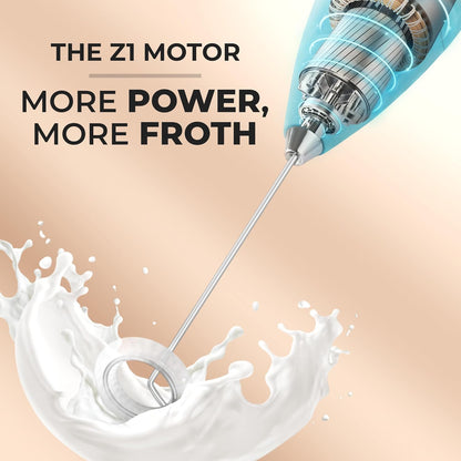 Zulay Kitchen Milk Frother Wand - Ultra Fast Handheld Electric Whisk for Coffee & Lattes - Includes 4 AA Batteries - Sunrise