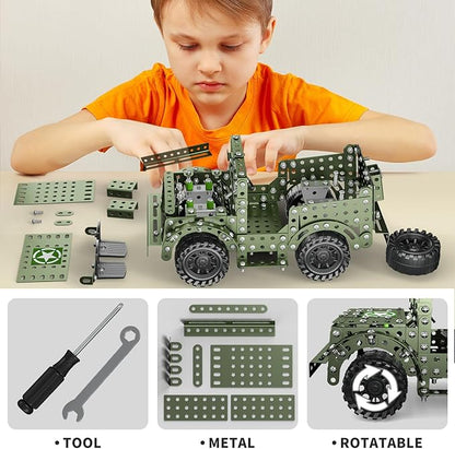 Lucky Doug STEM Building Projects Model Truck Set - Building Toys for Kids Ages 8-12 Assembly Science Army Toys for Boys 8 9 10 11 Years Old