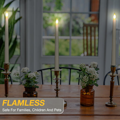 Tuanse 50 Pcs Flameless Taper Candles with Remote Timer and Dimmer Ivory Battery Operated CandleSticks LED Flickering Flameless Candle for Wedding Home Christmas Halloween Party Decor(9.7 Inch)