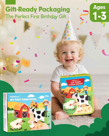 hahaland Busy Book for Toddlers 1-3 - Montessori Toys Busy Board for 1 Year Old Boy Gifts Girl Toys Educational Learning Quiet Activity Books Gifts Toddler Travel Toys for One Year Old Birthday Gift