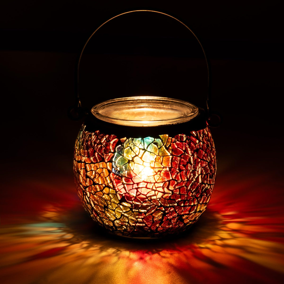 Rancco Candle Holder Mosaic Tea Light Holder, Votive Candle Holders with Handle for Thanksgiving Table Centerpiece Christmas Party Decor, Also Used as Vase, Pen Holder, Potted Plants Bowl (Rainbow)