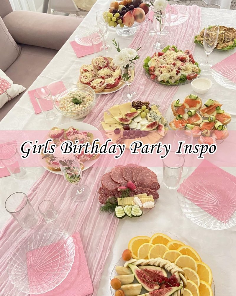 8 Pack Pink Cheesecloth Table Runner 21x120 Inch Boho Gauze Table Runners Rustic Light Pink Table Runner for Wedding Birthday Party Baby Shower Centerpiece Valentine's Day Home Decorations