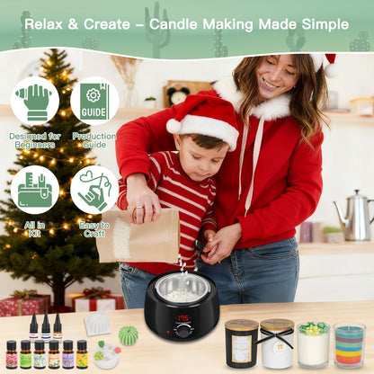 Candle Making Kit for Adults & Beginners - 103Pcs All-in-One DIY Candle Supplies with 1200g Natural Soy Wax, DIY Candle Making Supplies with Digital Wax Warmer | Perfect for Home Craft & Gifting