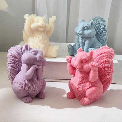 Squirrel Candle Mold - Resin Casting Silicone Molds for Home Decor & Candle Making Wave Spiral Mold