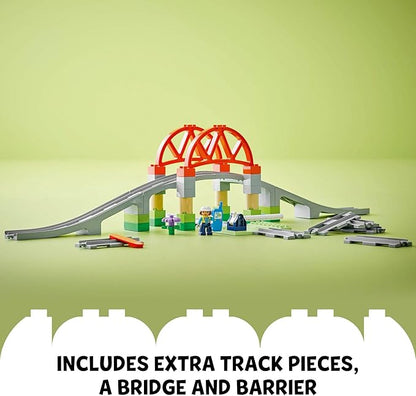 LEGO DUPLO Town Train Bridge and Tracks Expansion Set - 10 Extra Pieces of Train Tracks - Preschool and Toddler Train Set Ages 2+ - Building Toy for Boys and Girls - 10426