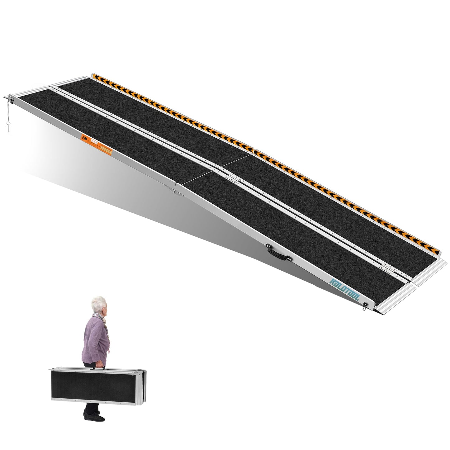 KOLOTOOL Wheelchair Ramp 10ft, Non-Skid Aluminum Folding Ramps for Wheelchairs for Home Steps, 800 LBS Capacity Handicap Ramp for Doorway, Homes, Threshold, Entry, Stairs 120" Lx 29.2" Wx2H