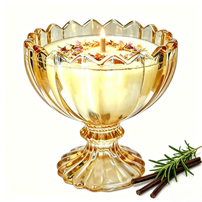 Joo Sko Petal Bowl Shape Soy Wax Vanilla Scented Candle, Aromatherapy Jar Candles for Home Scented or As a Christmas Holiday Candle Gift for Your Lover(7OZ/48Hours Burning)