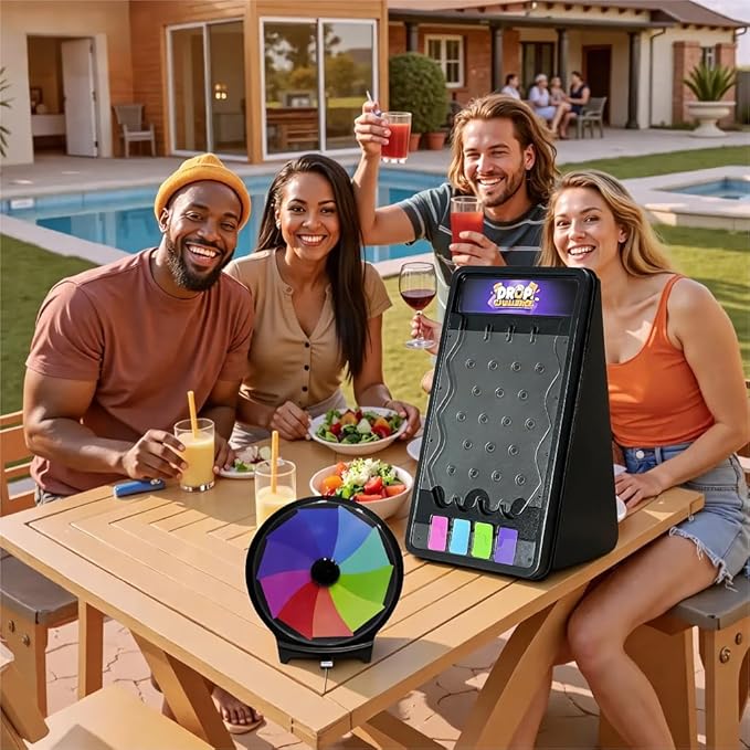 iElyiEsy Prize Wheel &amp Plinko Board Set 10 Tabletop Spinner and 14 Drop Game Trade Shows Bars Family Fun Night DIY Dry Erase Prize Wheel