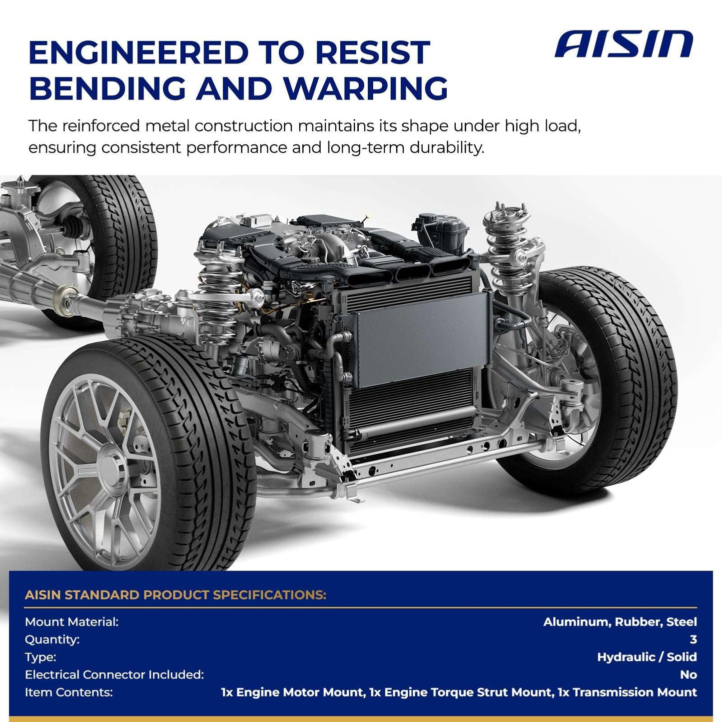 AISIN AFTERMARKET EMTGM-20710 3Pcs Engine Motor & Manual Transmission Mount Set - Compatible with Chevrolet Sonic 2014-2019 - L4 1.4L 1.6L 1.8L