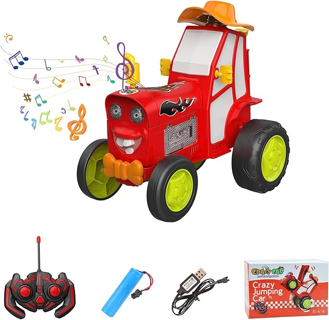 GoolRC Crazy Jumping Car Toys RC Stunt Car with Music Lights Rechargeable Radio Controlled Rocking Cars Toy Christmas Birthday Gift for Teen (Red)