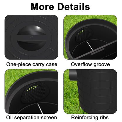Grease Trap Commercial, Lightweight PE Plastic Grease Interceptor Trap Side Inlet Waste Oil Water Separator for Kitchen Sink Restaurant Wastewater Easy Install (Round-450-75-110)