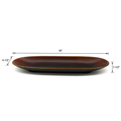 CVHOMEDECO. Primitives Oval Decorative Plate Wooden Candle Plate Rustic Treenware Home and Office Décor Art, 16 x 4-1/2 x 1-1/2 Inch