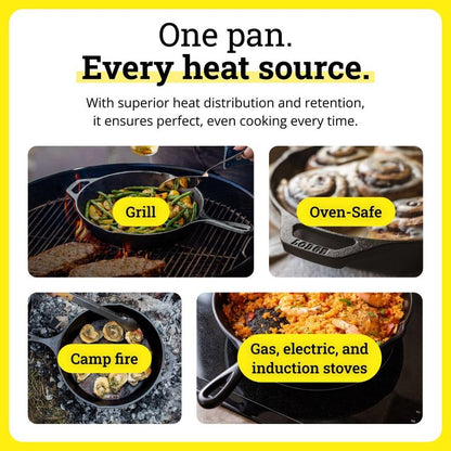 Lodge Seasoned Cast Iron Skillet Set 8, 10.25 & 12 Inches - PFAS-Free, Non-Toxic Cookware - Use with an Oven, Stove, Grill, or Campfire - Naturally Non-Stick & Oven Safe