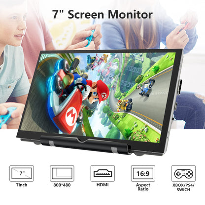 HAMTYSAN Raspberry Pi Screen, 7 Inch Portable Monitor External Display 800x480 IPS Screen Small HDMI Monitor for Raspberry Pi 400/4/3/2/Zero/B/B+ Jetson Nano Win11/10/8/7 (Non-Touch)
