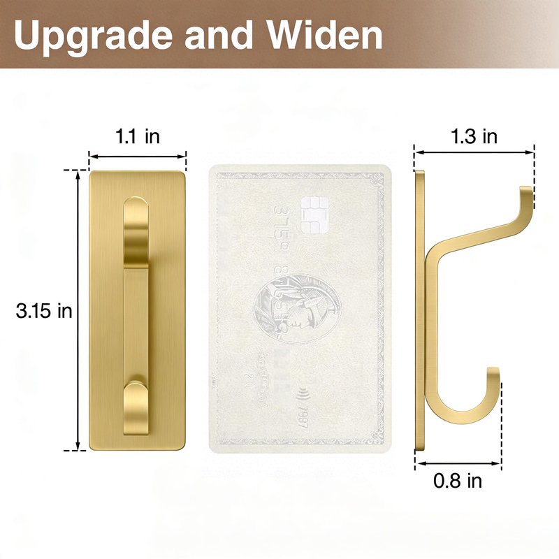 pickpiff 12 Pack Wall Hooks for Coat and Towel: 13LB Strong Adhesive Door Hanger Stick on, Brushed Gold