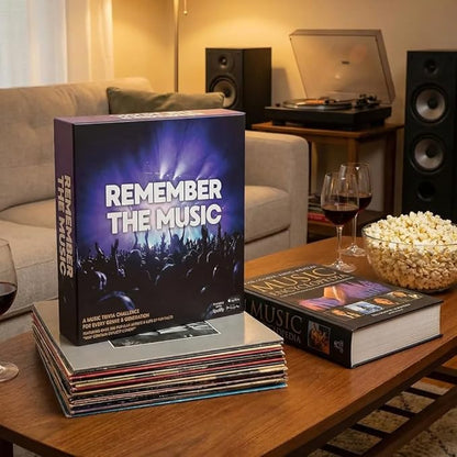 REMEMBER THE MUSIC - Music Trivia Party Board Game with 350 Artist &amp Song Cards Spotify QR Audio Clues for Adults &amp Family 2-6 Players