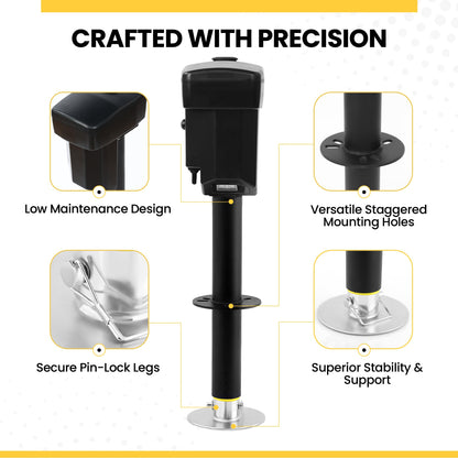 12V Electric Tongue Jack 5000lb A-Frame Heavy Duty Trailer Jack 18” Travel Add 4.5” with The Drop Foot & LED Light for Travel Trailer Camper, Protective Cover Included