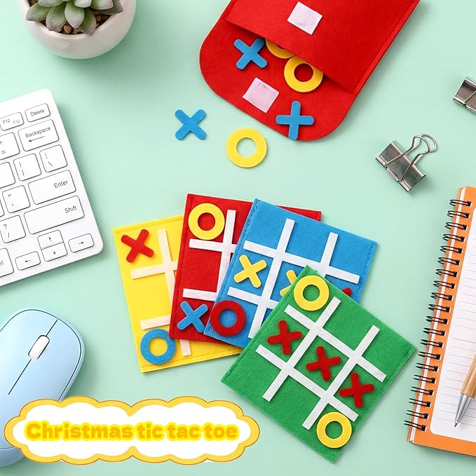 Yilloog 100 Pack Tic Tac Toe Mini Board Games Toys Bulk for Kids Tic Tac Toe Felt Board Game Birthday Party Favors Goodie Bag Stuffers for Classroom Prizes Back to School Gift 4.8''×4.8''