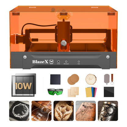 BlazeX M3 10W Laser Engraver Machine, 0.01mm Ultra-precision Laser Cutter and Engraver Machine for Wood Metal Glass Leather, Beginner-Friendly, with Enclosure Honeycomb Engraving Materials, Class 1