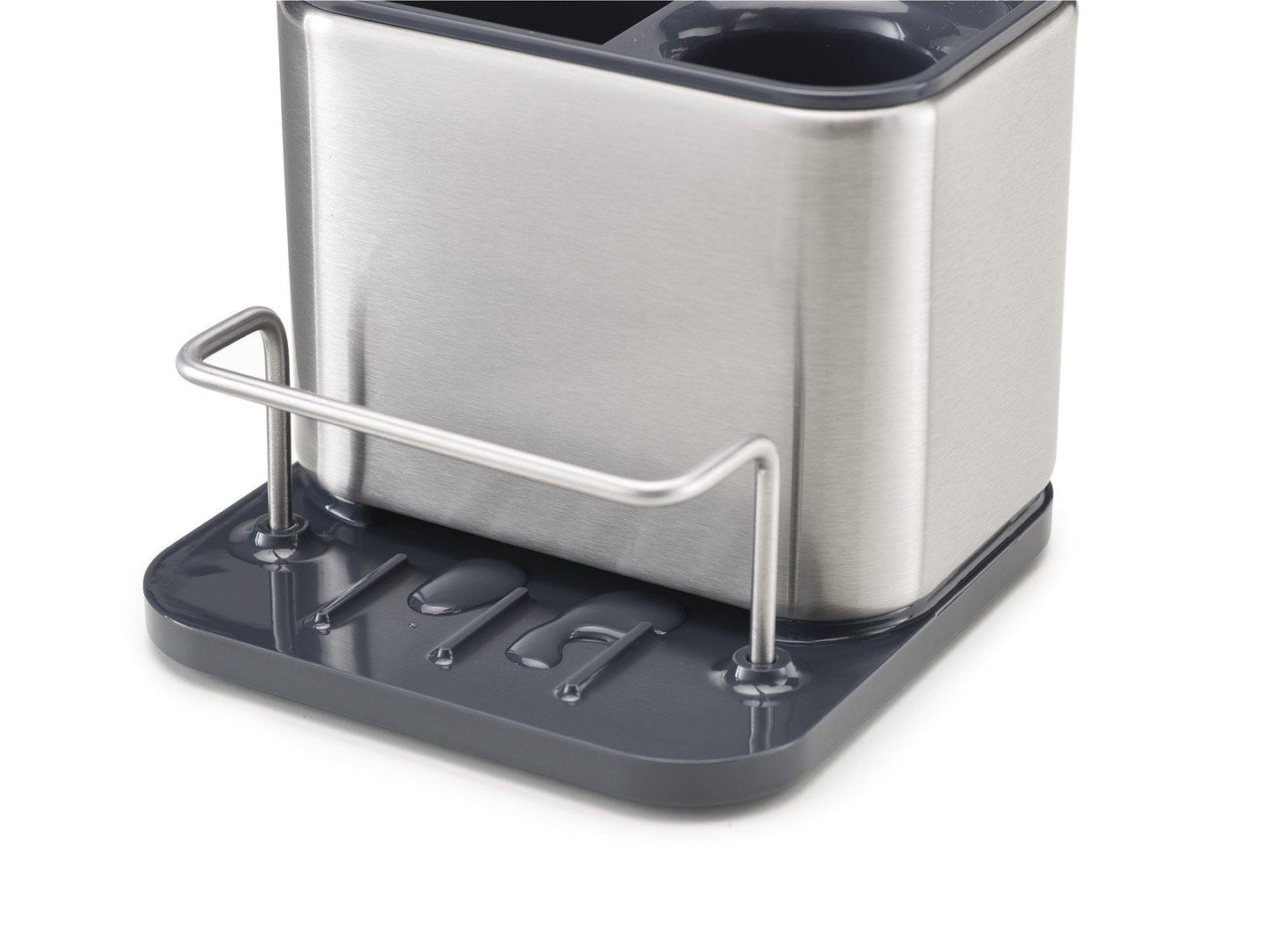 Joseph Joseph Surface Sink Caddy Stainless Steel Sponge Holder Organizer Tidy Drains Water for Kitchen, Small, Silver