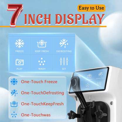 GSEICE Soft Serve Ice Cream Machine, 4 to 4.5 Gal/H Ice Cream Maker 7 Inch Screen Soft Serve Machine with Pre-Cooling & Fresh-Keeping, 6L Stainless Hopper, Enclosed Body for Home Party Café Store