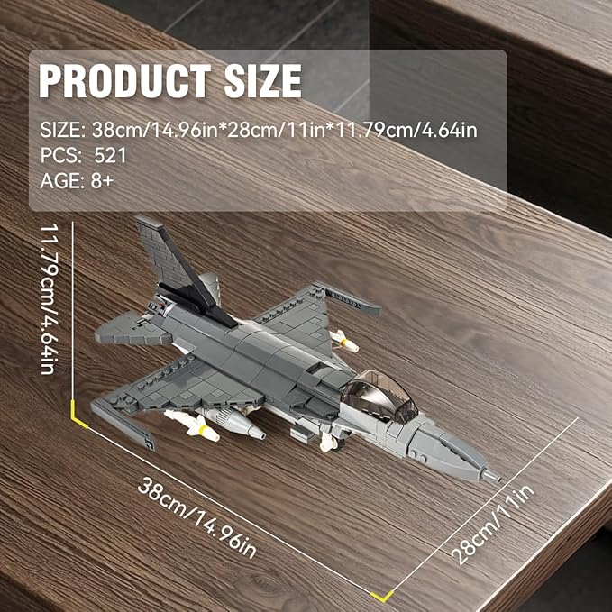 DAHONPA F-16 Fighting Falcon Military Army Airplane Building Bricks Set 520 Pieces Air-Force Build Blocks Toy Gift for Kid and Adult.