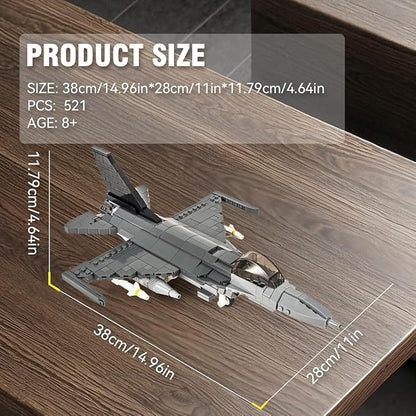 DAHONPA F-16 Fighting Falcon Military Army Airplane Building Bricks Set 520 Pieces Air-Force Build Blocks Toy Gift for Kid and Adult.