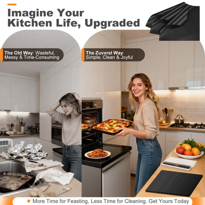 Updated 4 Pack 11.6"x11.6" Toaster Oven Liners for Bottom of Oven, Reusable Non-Stick Heat Resistant Air Fryer Liners, Compatible with Ninja, Breville, Cuisinart, Cosori, Black & Decker, Emeril