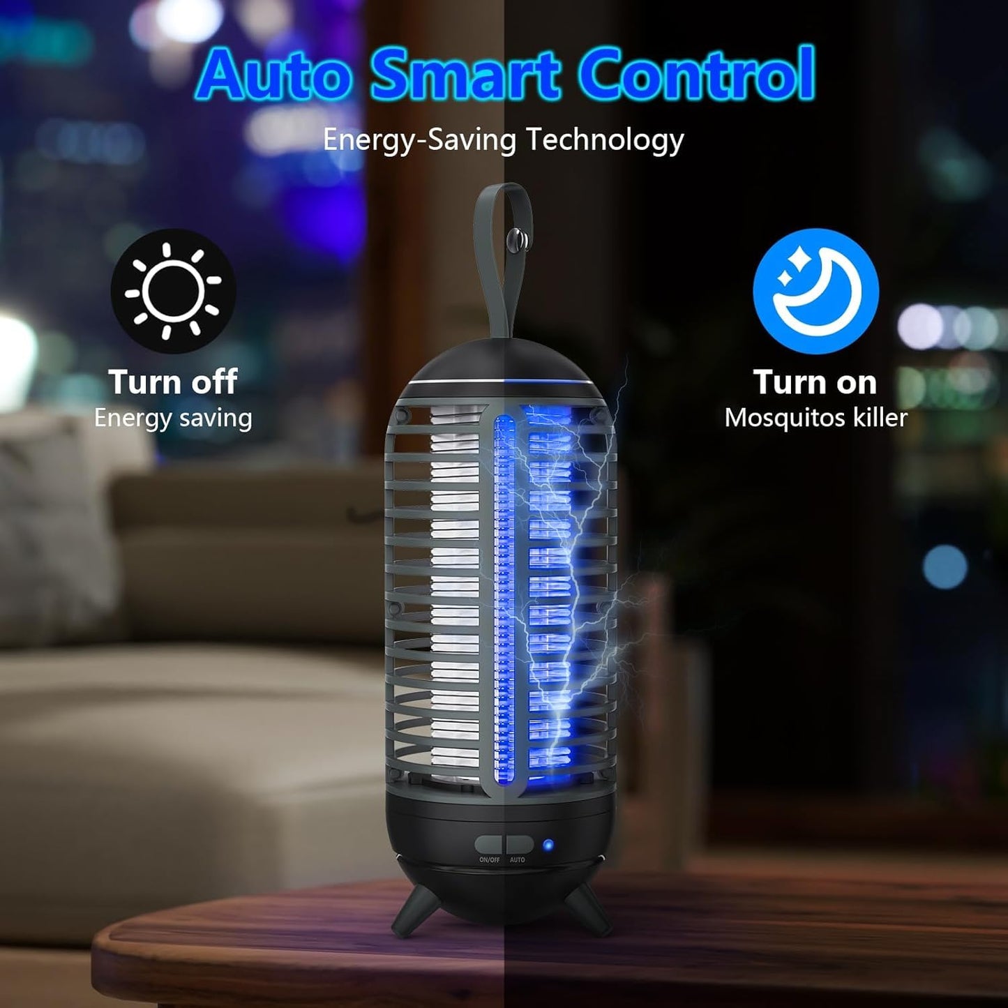 Bug Zapper Outdoor Rechargeable 2 in 1 Wireless Mosquito Killer Lamp 2500mAh Bug Zapper Electric Trap Ideal Fly Zapper Indoor for Patio, Home, Backyard, Yard, Garden, Campsite (Black) 1