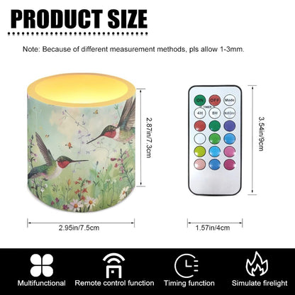 Cozeyat Hummingbird Battery Operated Flameless Candles Set of 4 with Remote Timer LED Pillar Candles Dancing Flame Waterproof for Indoor Outdoor Table Garden